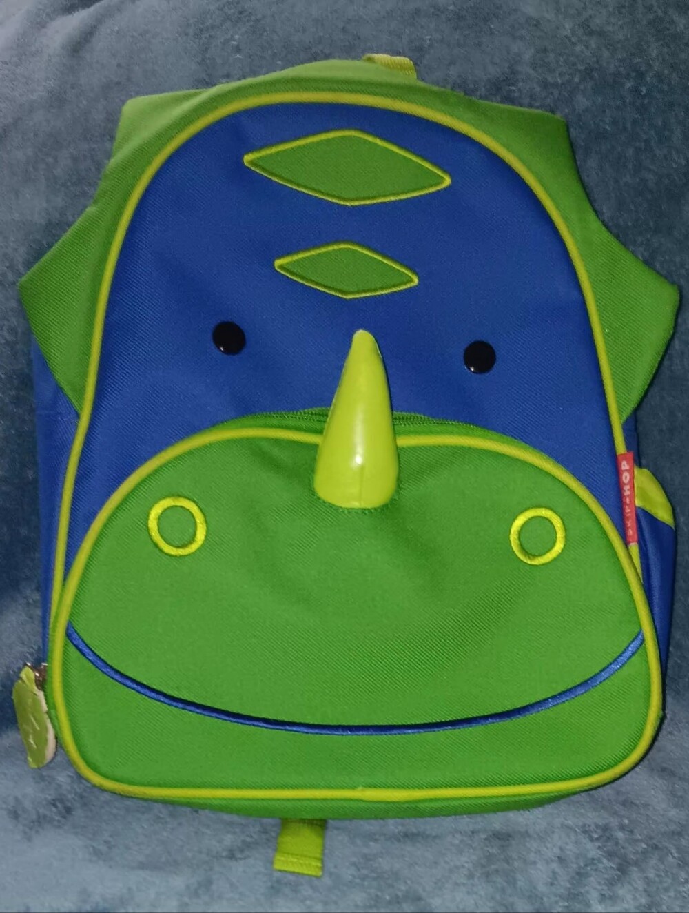 Skip Hop Blue and Green Dinosaur Backpack with 3D Horn